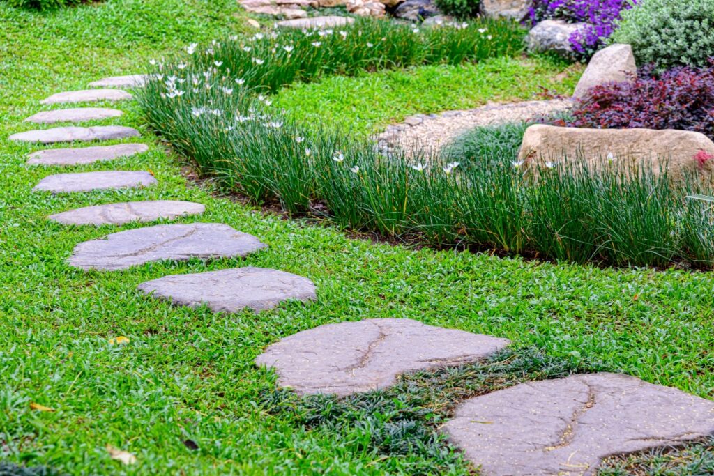 Building a garden path with stepping stones.
