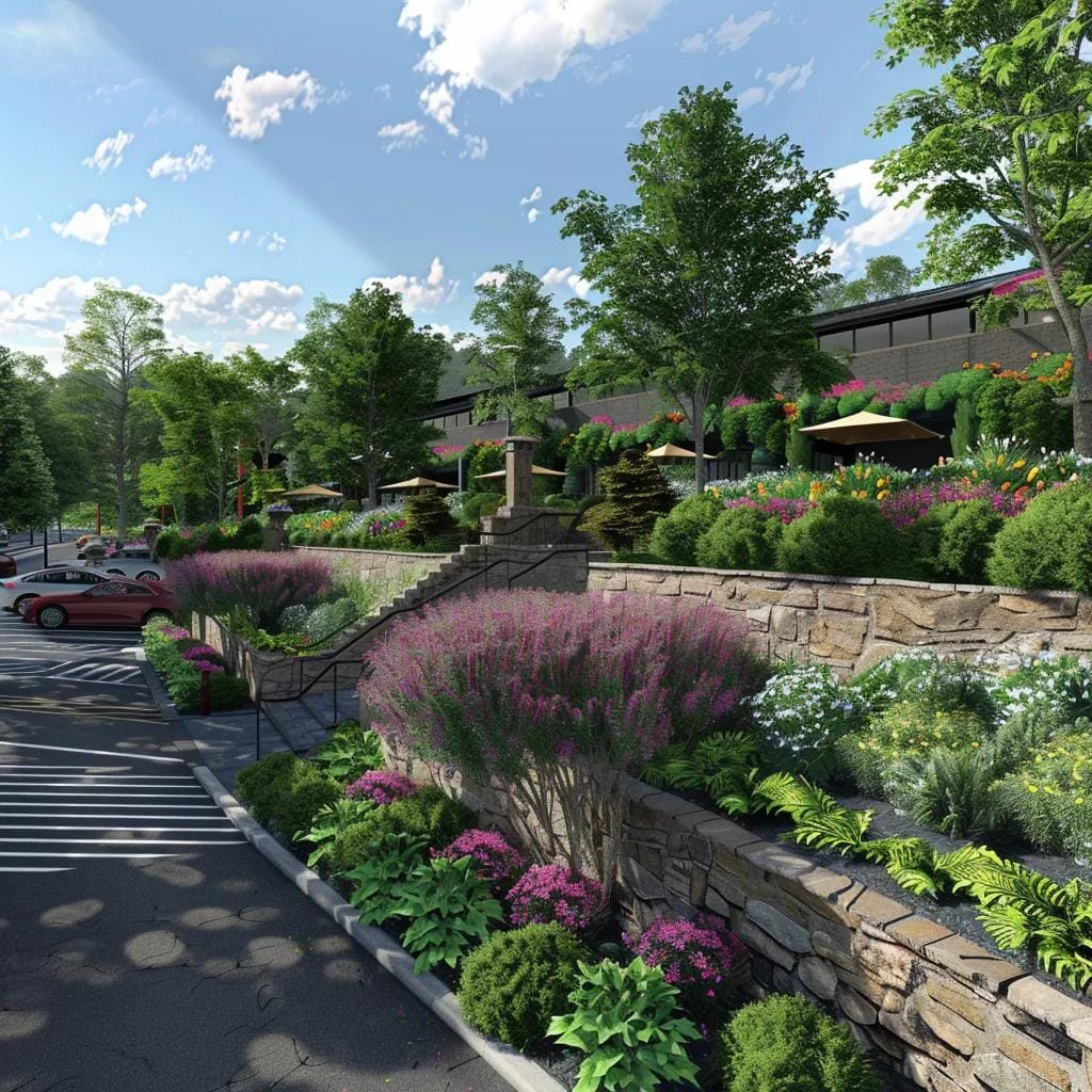 How Commercial Retaining Walls in Sandy Springs Protect Your Business Property 13 Terraced landscape with retaining walls maximizing usable space for a commercial property