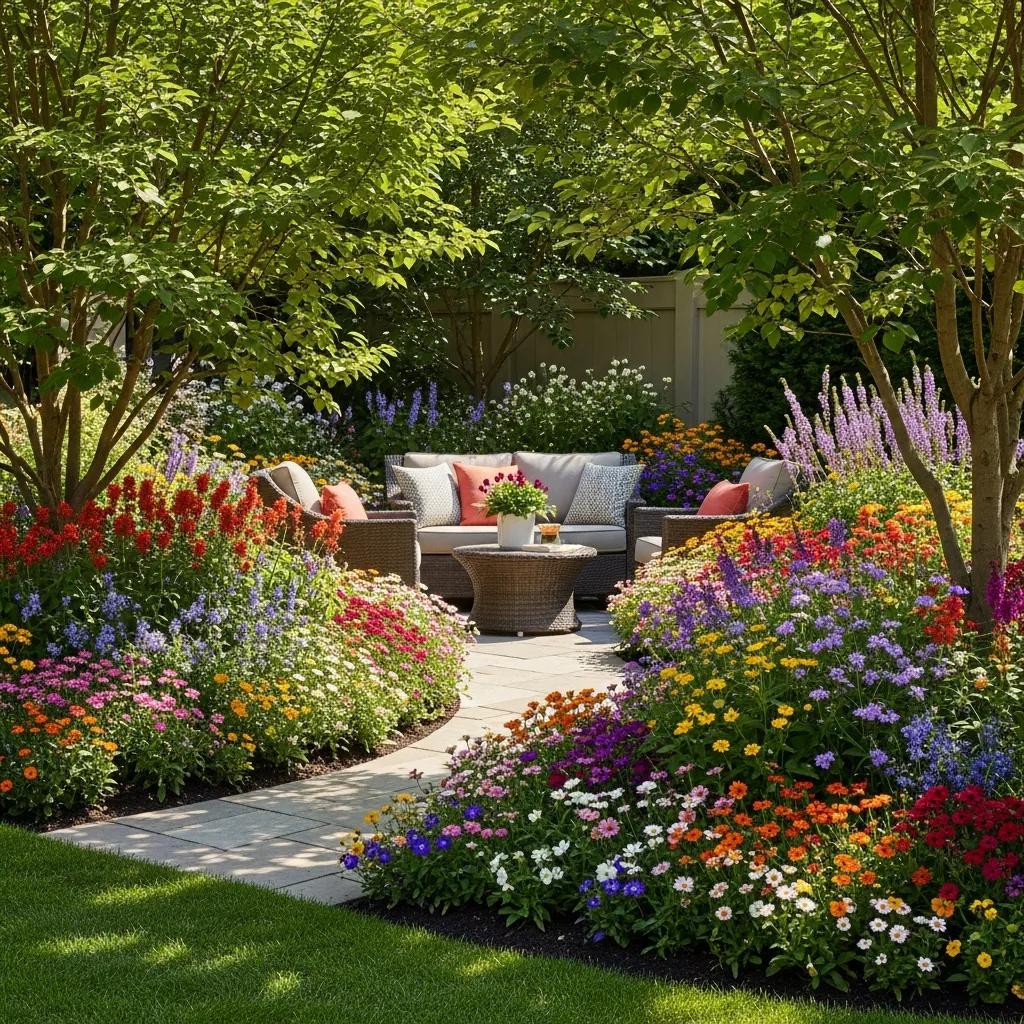 Beautiful flower bed showcasing seasonal blooms, enhancing outdoor spaces for homes and businesses in Atlanta