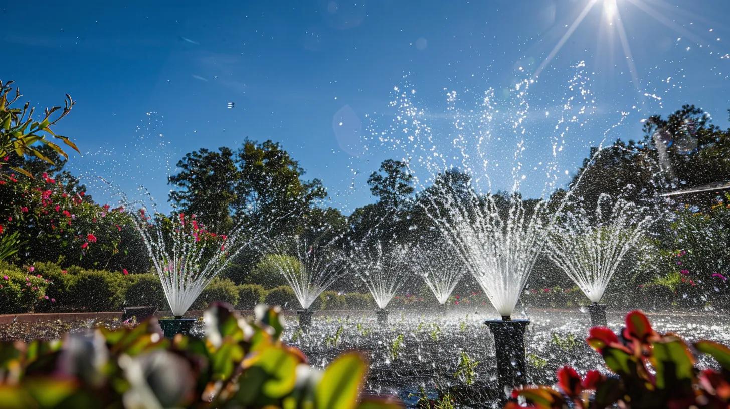 Smart irrigation system watering a lush garden in Atlanta